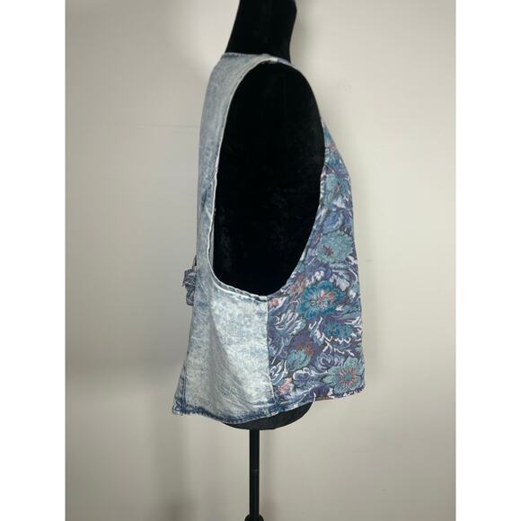 VNT Take Nine Maternity Wear Tabatha style denim floral vest Size L Womens Blue - Picture 8 of 12